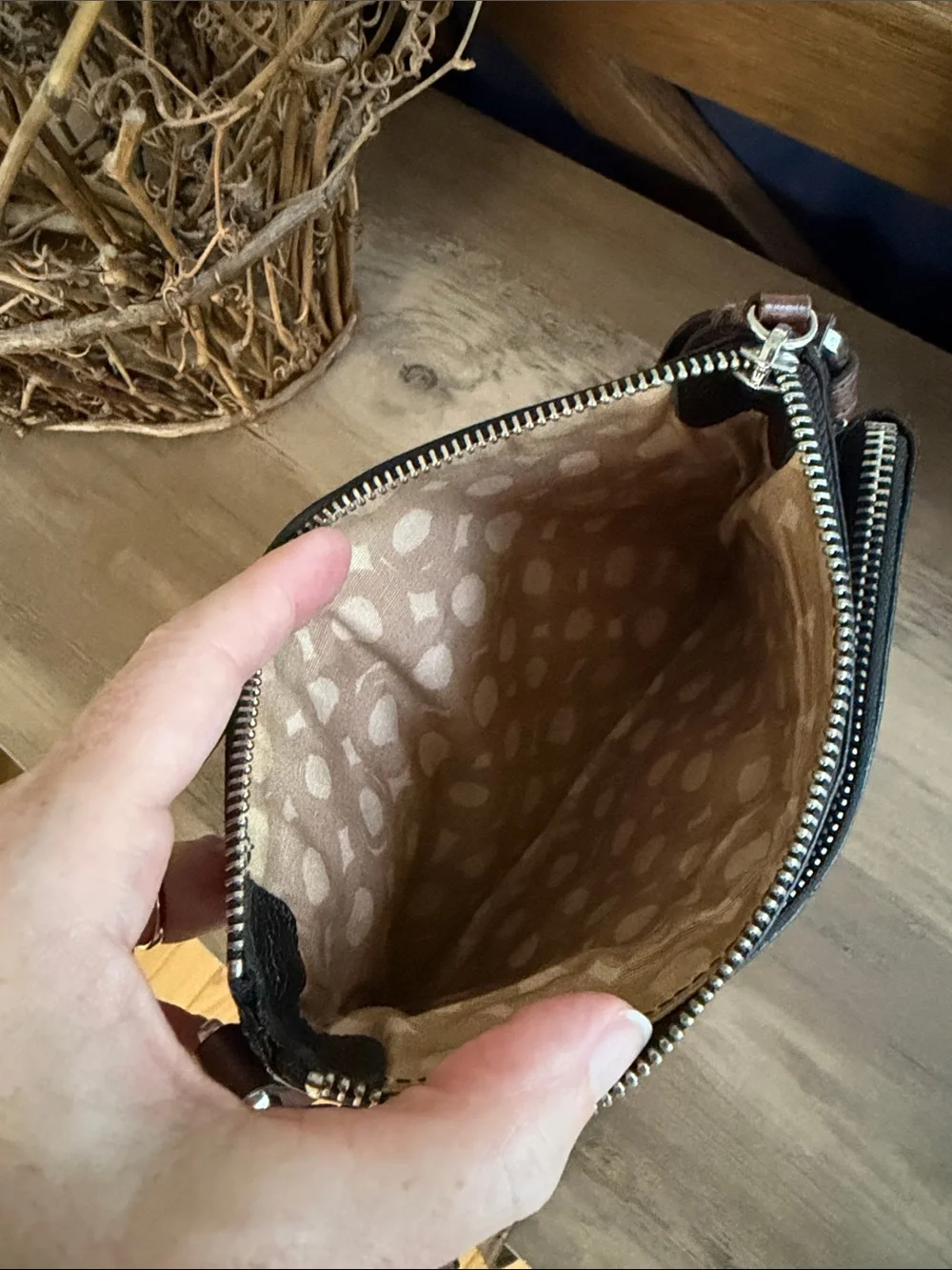 Vintage Brighton Leather Crossbody with Medallion Accent